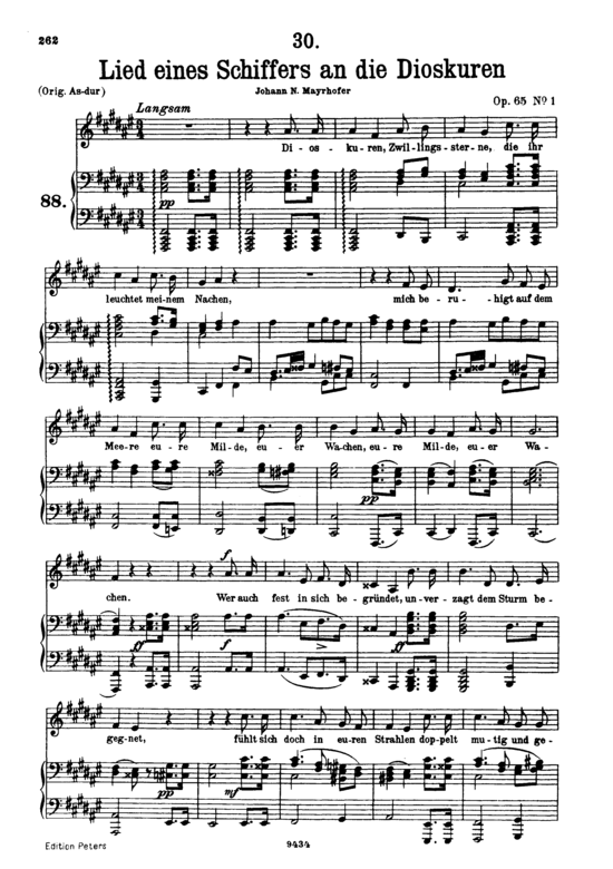 Lied eines Schiffers an die Dioskuren D.360 in Fis-Dur (Gesang tief + Klavier) (Klavier  Gesang tief) von Franz Schubert