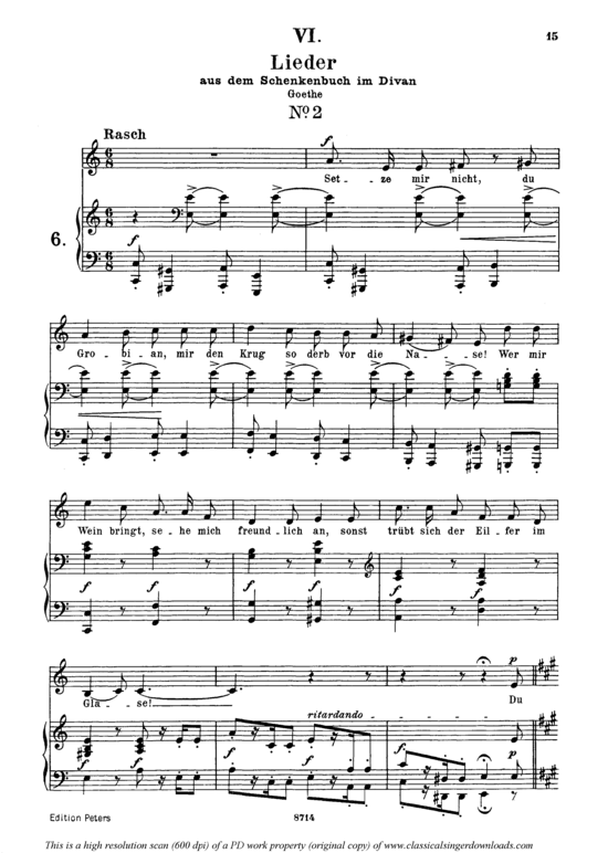 Lied II aus dem Schenkenbuch Op.25 No.6 (Gesang mittel + Klavier) (Klavier  Gesang mittel) von Robert Schumann