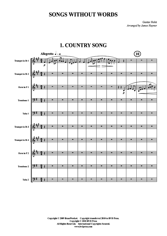 Lieder ohne Worte (Brass Ensemble) (Ensemble (Blechbl ser)) von Gustav Holst