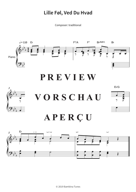 Lille F l Ved Du Hvad (Klavier Solo) (Klavier Solo) von traditional