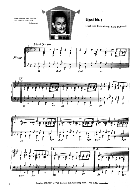 Lipsi Nr. 1 (Klavier + Gesang) (Klavier Gesang  Gitarre) von 1959