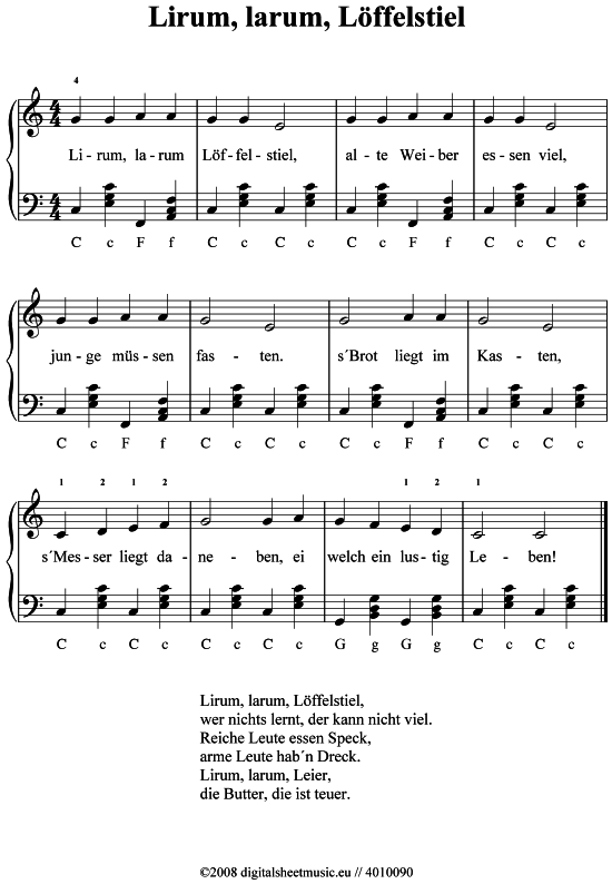 Lirum Larum L ffelstiel (Akkordeon) (Akkordeon) von Kinderlied