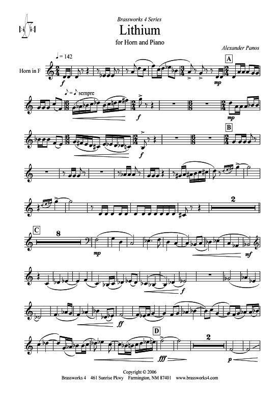 Lithium (Horn in F + Klavier) (Klavier  Horn) von Alexander Panos