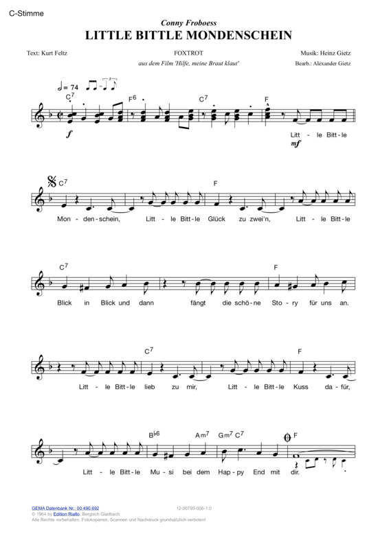 Little Bittle Mondenschein (Melodie-Stimmen in C B Es) (Stimmen in C B Es) von Conny Froboess