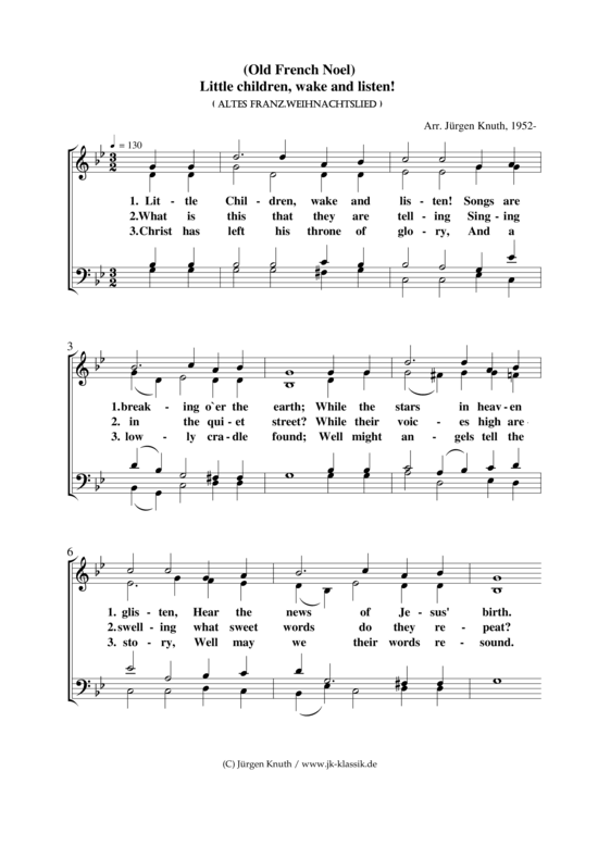 Little children wake and listen (Gemischter Chor) (Gemischter Chor) von Altes Franz. Weihnachtslied