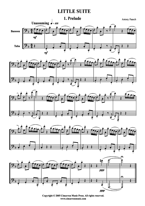 Little Suite (Fagott + Tuba) (Duett (2 St.)) von Antony Paasch