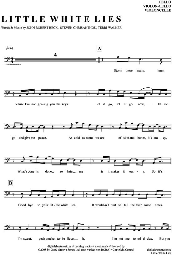 Little white lies (Violon-Cello) (Violoncello) von Jenniffer Kae