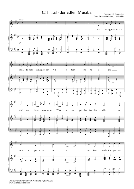 Lob der edlen Musika (Klavier + Gesang) (Klavier  Gesang) von Kronecker