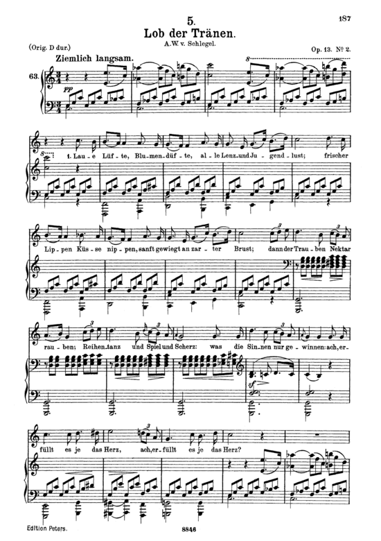 Lob der Tr nen D.711 (Gesang mittel + Klavier) (Klavier  Gesang mittel) von Franz Schubert