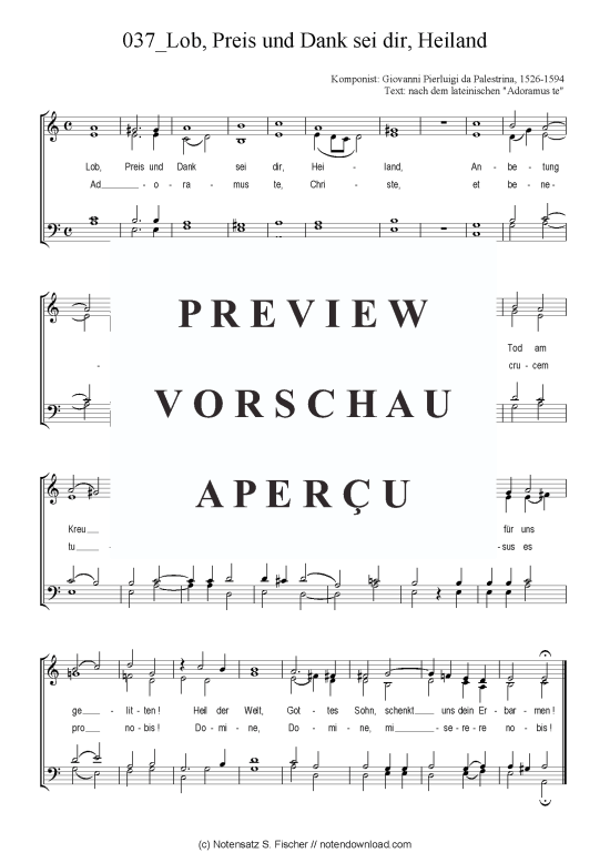 Lob Preis und Dank sei dir Heiland (Gemischter Chor) (Gemischter Chor) von Chorsatz Alte Meister