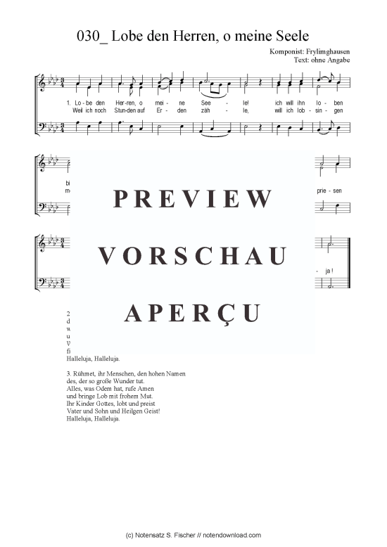 Lobe den Herren o meine Seele (Gemischter Chor SAB) (Gemischter Chor (SAB)) von Frylimghausen
