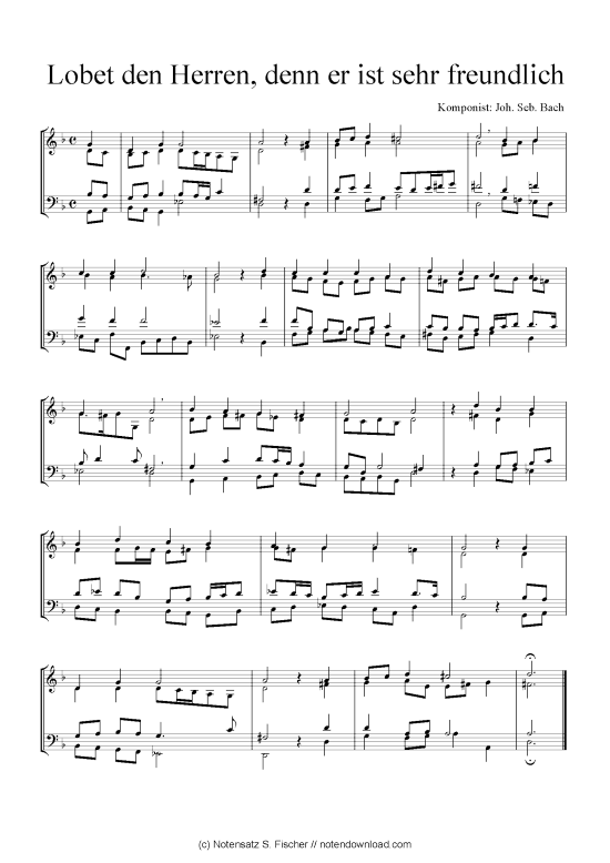Lobet den Herren denn er ist sehr freundlich (Quartett in C) (Quartett (4 St.)) von Joh. Seb. Bach