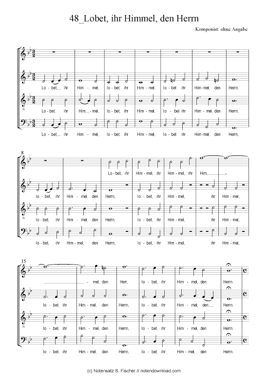 Lobet ihr Himmel den Herrn (Gemischter Chor) (Gemischter Chor) von Motette ber Ps. 148 1-2