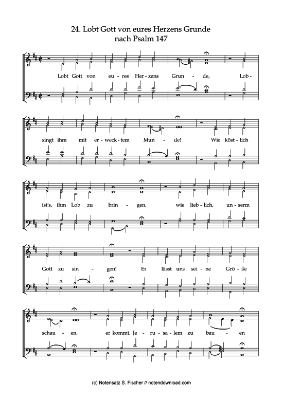 Lobt Gott von eures Herzens Grunde (Gemischter Chor) (Gemischter Chor) von Psalme des Kantons Schaffhausen (1867)