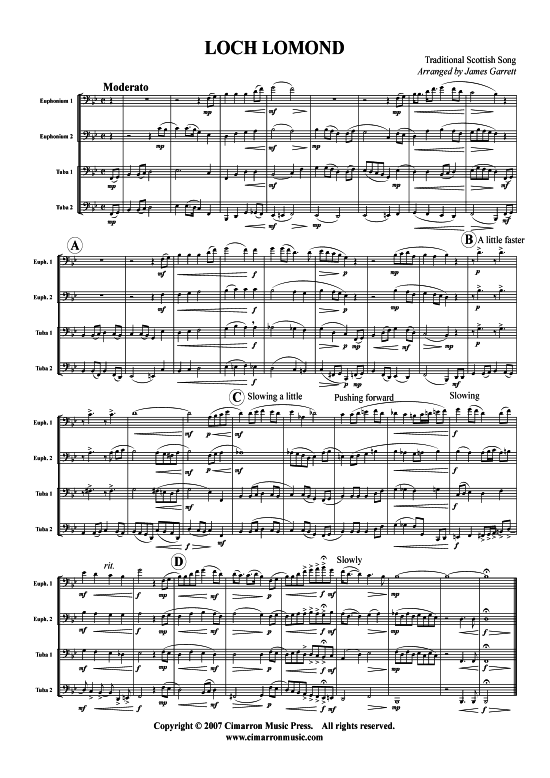 Loch Lomond (Tuba Quartett 2x Bariton 2xTuba) (Quartett (Tuba)) von Scottish Song