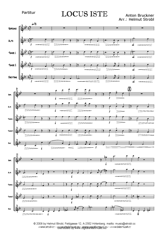 Locus iste (A.Bruckner) (Quintett (Saxophon)) von Helmut Strobl - Saxophonquintett (SATTB)