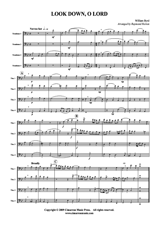 Look Down O Lord (Posaunen-Quartett) (Quartett (Posaune)) von William Byrd