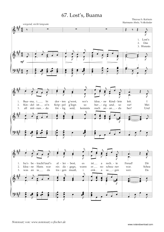 Lost s Buama (Klavier + Gesang) (Klavier  Gesang) von Weihnachtslied aus Kufstein