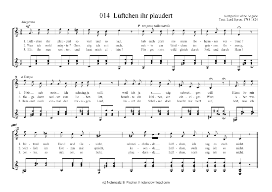 L ftchen ihr plaudert (Gitarre + Gesang) (Gitarre  Gesang) von ohne Angabe  Lord Byron 1788-1824