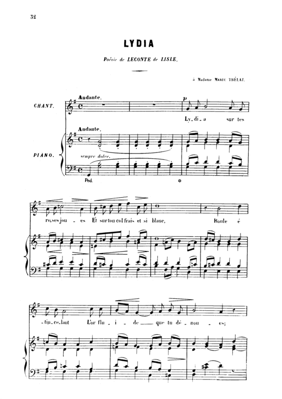 Lydia Op.4 No.2 (Gesang hoch + Klavier) (Klavier  Gesang hoch) von Gabriel Faur eacute 