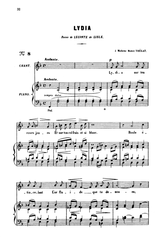 Lydia Op.4 No.2 (Gesang mittel + Klavier) (Klavier  Gesang mittel) von Gabriel Faur eacute 