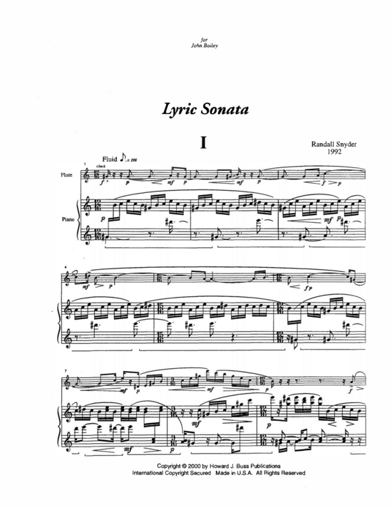 Lyric Sonata (Fl te und Klavier) (Klavier  Querfl te) von Randall Snyder