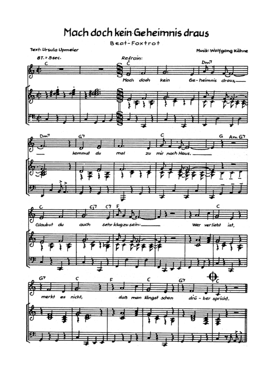 Mach doch kein Geheimnis draus (Klavier + Gesang) (Klavier Gesang  Gitarre) von Nina Lizell