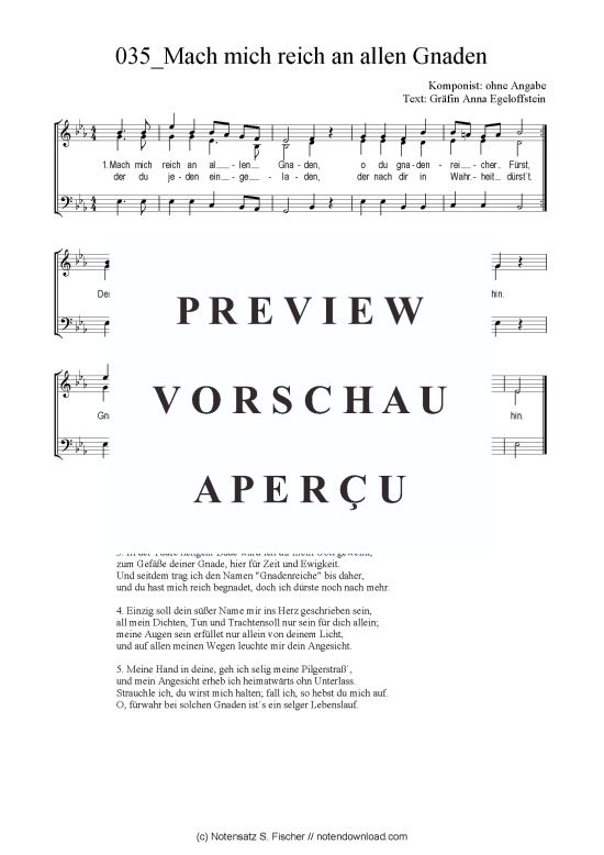 Mach mich reich an allen Gnaden (Gemischter Chor SAB) (Gemischter Chor (SAB)) von ohne Angabe  Gr fin Anna Egeloffstein