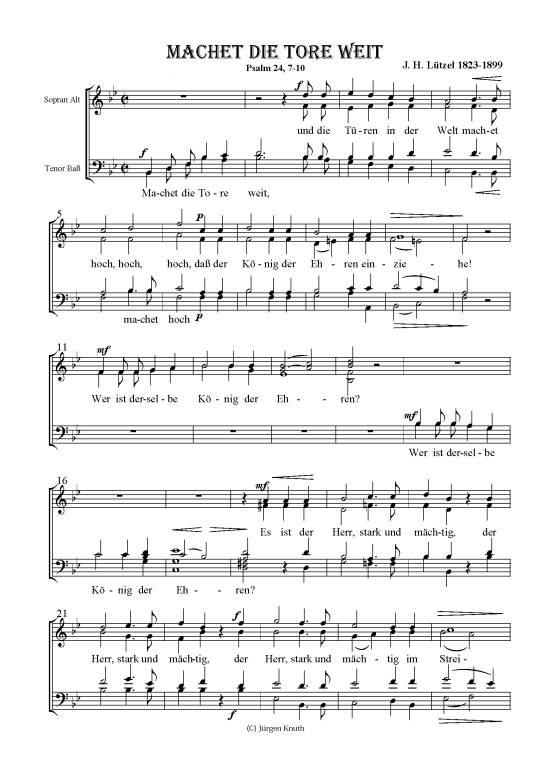 Machet die Tore weit (Gemischter Chor) (Gemischter Chor) von Johann-Heinrich L tzel (1823-1899)