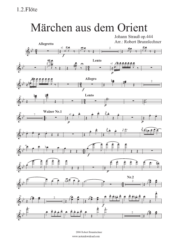 M rchen aus dem Orient Stimmen (nur Einzelstimmen - Blasorchester) (Blasorchester) von Johann Strau Sohn