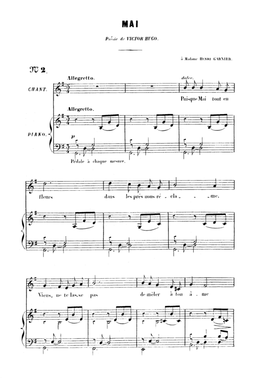 Mai Op.1 No.2 (Gesang hoch + Klavier) (Klavier  Gesang hoch) von Gabriel Faur eacute 
