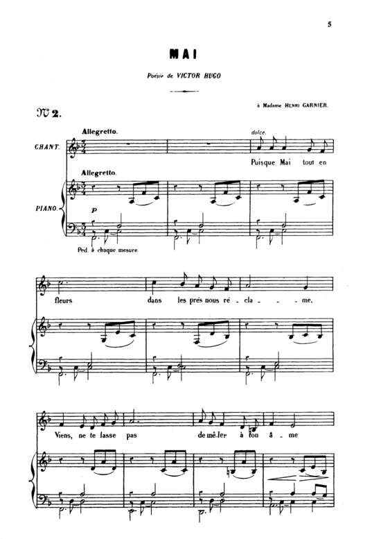 Mai Op.1 No.2 (Gesang mittel + Klavier) (Klavier  Gesang mittel) von Gabriel Faur eacute 