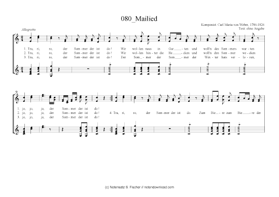 Mailied (Gitarre + Gesang) (Gitarre  Gesang) von Carl Maria von Weber  1786-1826 