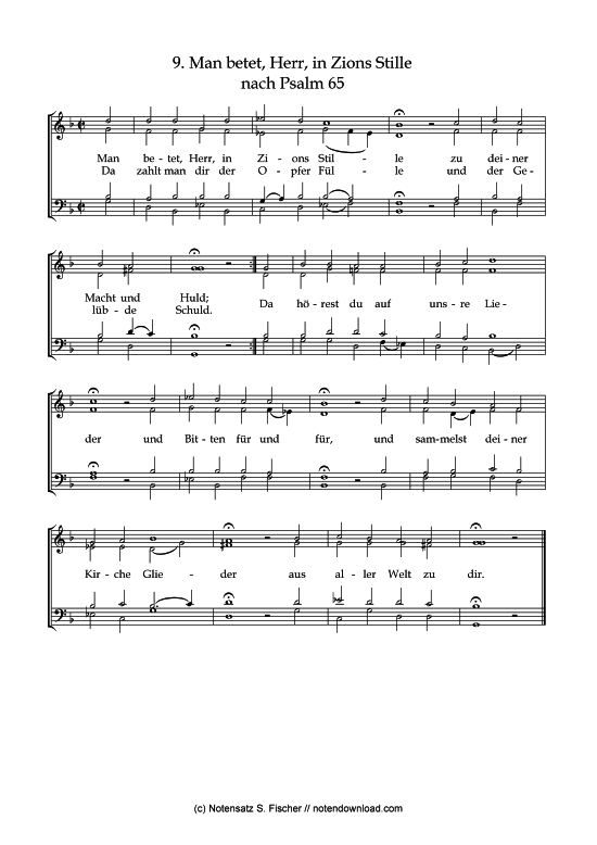 Man betet Herr in Zions Stille (Gemischter Chor) (Gemischter Chor) von Psalme des Kantons Schaffhausen (1867)
