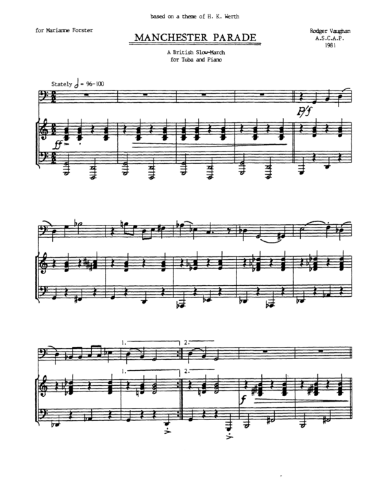 Manchester Parade (Tuba + Klavier) (Klavier  Tuba) von Rodger Vaughan