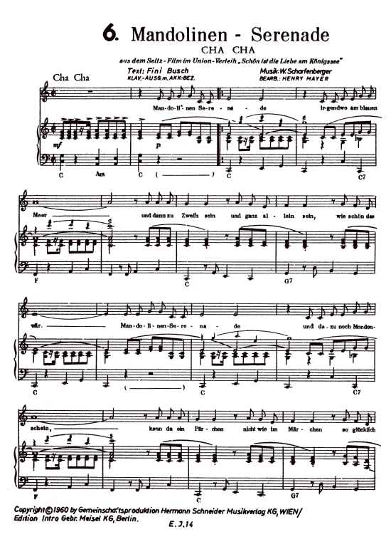 Mandolinen Serenade (Klavier + Gesang) (Klavier Gesang  Gitarre) von Gina Dobra