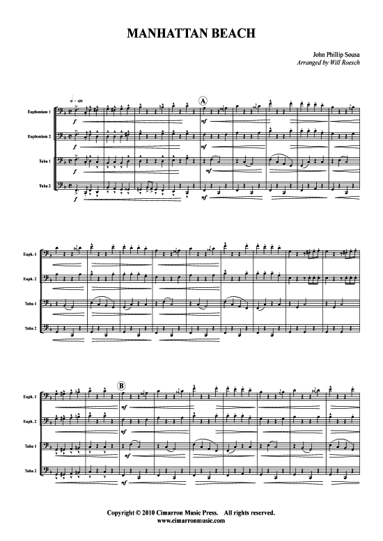 Manhattan Beach (Tuba Quartett 2x Bariton 2xTuba) (Quartett (Tuba)) von John Phillip Sousa