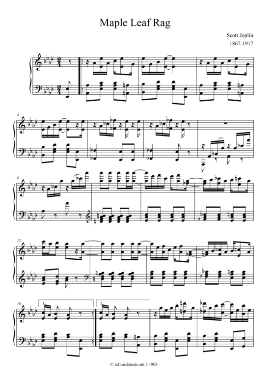 Maple Leaf Rag (Klavier Solo) (Klavier Solo) von Scott Joplin