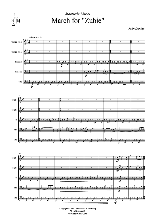 March for Zubie (Blechbl serquintett + Alternativ-St.) (Quintett (Blech Brass)) von John Dunlap