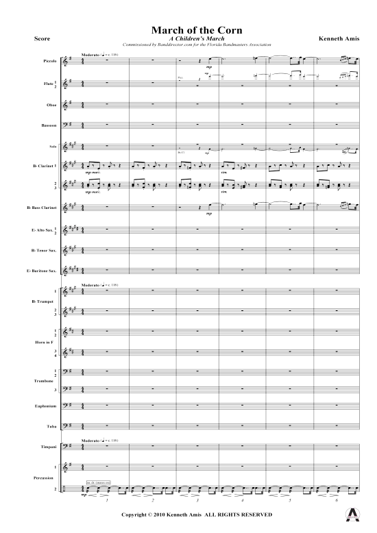 March of the Corn (Concert Band) (Concert Band) von Kenneth Amis (nur Partitur )