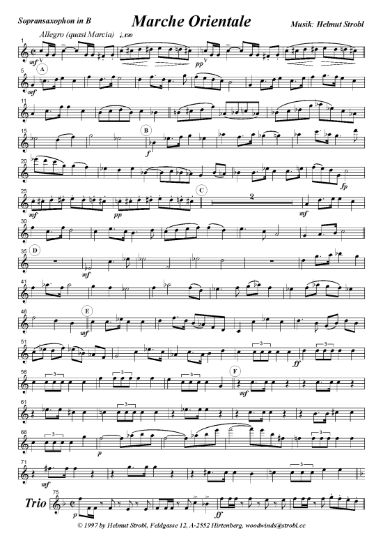 Marche Orientale (Quintett (Saxophon)) von Helmut Strobl - Saxophonquintett (SAATB)