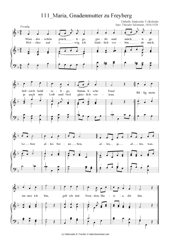Maria Gnadenmutter zu Freyberg (Klavier + Gesang) (Klavier  Gesang) von Ditfurth fr nkische V olkslieder 