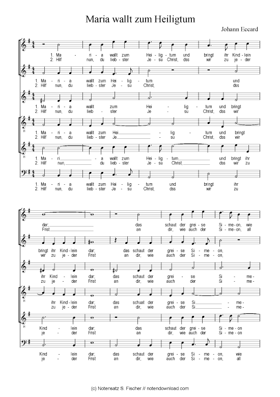 Maria wallt zum Heiligtum (Gemischter Chor) (Gemischter Chor) von Johann Eccard
