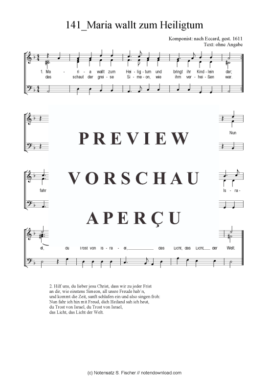 Maria wallt zum Heiligtum (Gemischter Chor SAB) (Gemischter Chor (SAB)) von nach Eccard gest. 1611