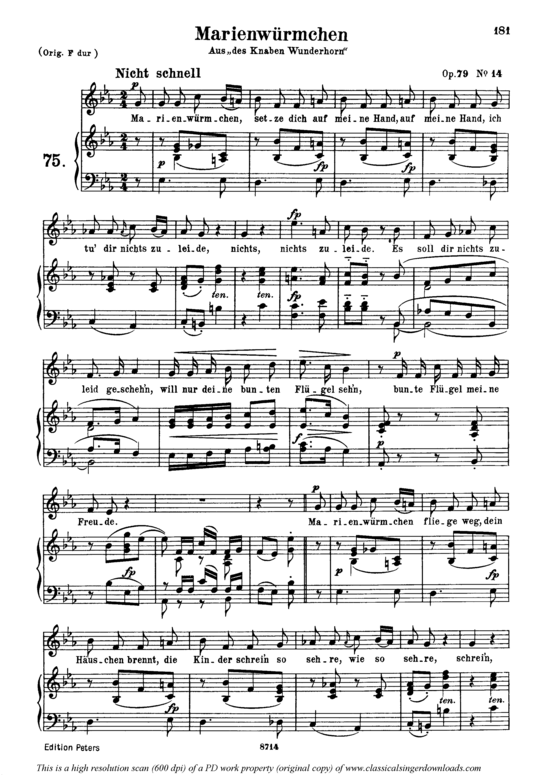 Marienw rmchen Op.79 No.14 (Gesang mittel + Klavier) (Klavier  Gesang mittel) von Robert Schumann