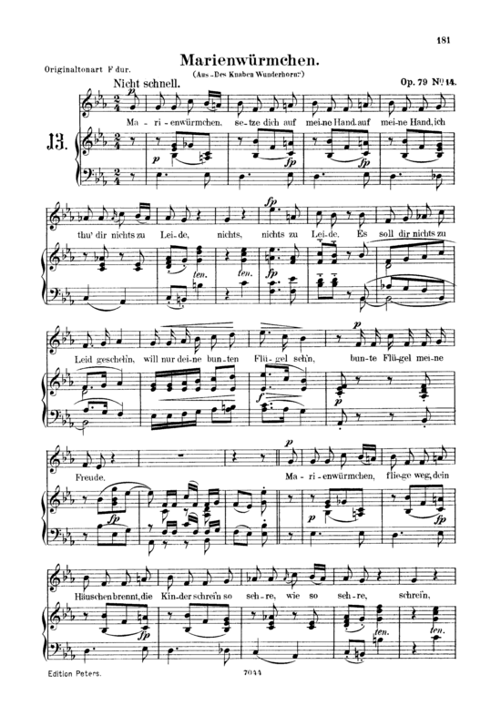 Marienw rmchen Op.79 No.14 (Gesang tief + Klavier) (Klavier  Gesang tief) von Robert Schumann