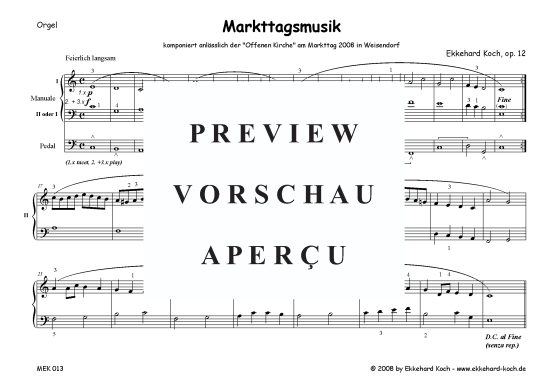 Markttagsmusik (Orgel Solo) (Orgel Solo) von Ekkehard Koch