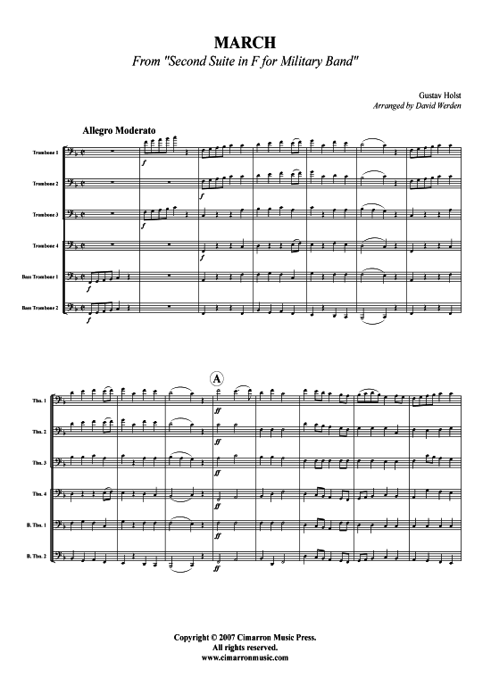 Marsch aus der Milit auml r Suite in F (Posaunen-Ensemble) (Ensemble (Blechbl ser)) von Gustav Holst