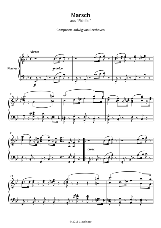 Marsch - aus Fidelio (Klavier Solo) (Klavier Solo) von Ludwig van Beethoven