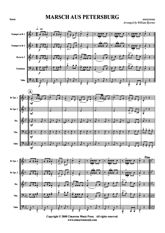 Marsch aus Petersburg (Blechbl auml serquintett) (Quintett (Blech Brass)) von Traditional